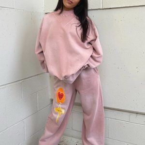 Boys Lie Key To My Heart Crewneck and Sweatpants Set In Mauve